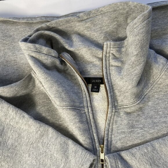 J.Crew University Terry Long Half-Zip Tunic Sweatshirt Gray Size Large - Picture 10 of 13